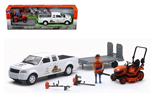 Amazon.com: NEWRAY 1:20 KUBOTA - Pickup Truck with Trailer & Lawn